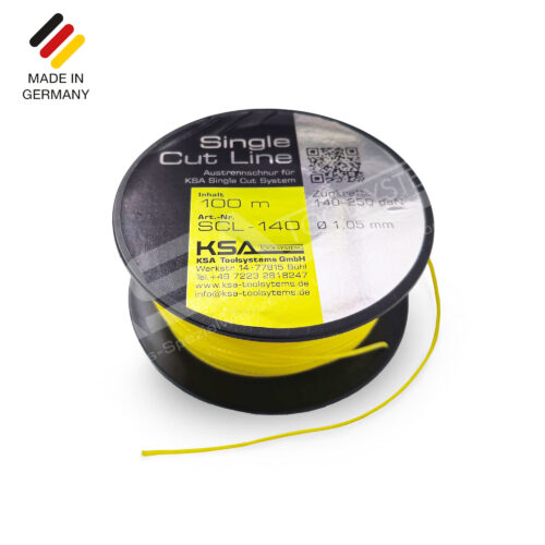 Austrennfaden, Ausglas faden 140 daN, Ø 1,05 mm, Polyethylen-Schnur (PE), Rolle zu 100 m, Austrennschnur für Scheibenaustrennsysteme auf Seil bzw. Schnurbasis Single Cut Line - 250 dan