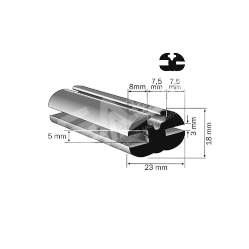 UP-5127-20, Vollgummiprofil, 23x18 mm, 20 m