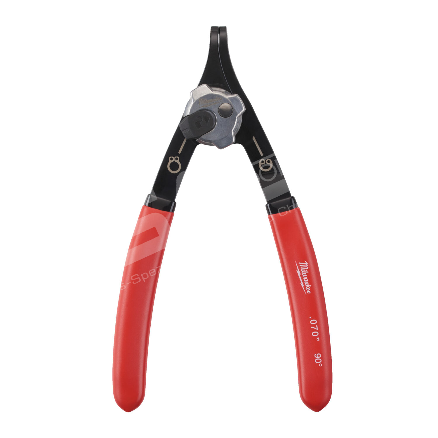 Sicherungsringzange für Wellen und Bohrungen - 90° gekröpft, 1,8 mm Spitze, für Größe A2/J2